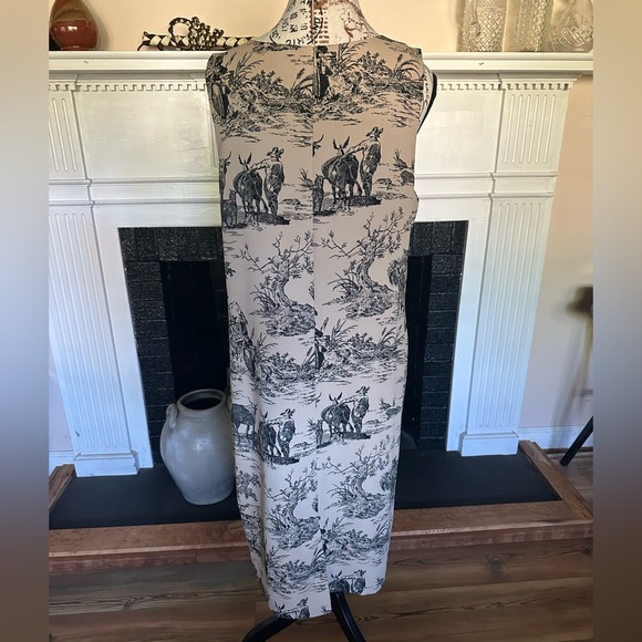 Harvé Benard Toile de Jouy Blazer Jacket & Sheath Dress Two Piece Suit 10/12 - Picture 4 of 16